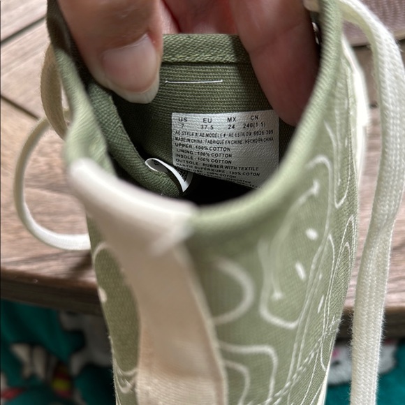 Green High-Top Smiley Face Sneakers with White Laces - Picture 6 of 6
